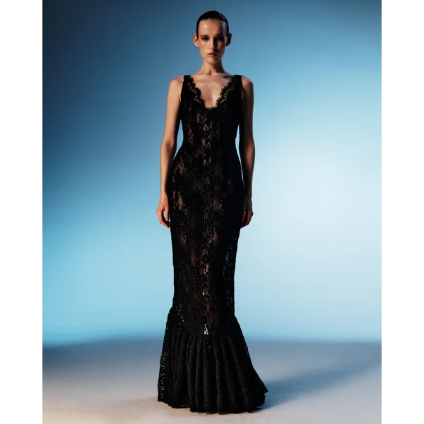Rasario Lace maxi dress in Black, view 2