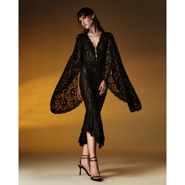 Rasario Lace midi dress in Black, view 3