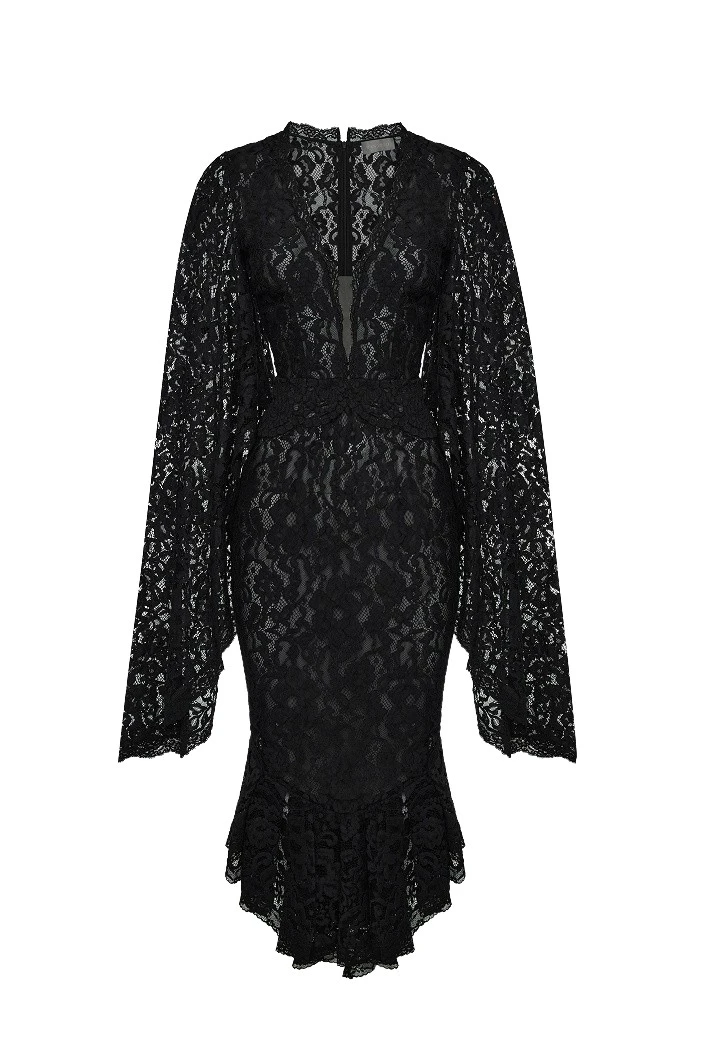Rasario Lace midi dress in Black