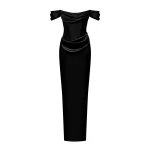 Rasario Off-the-shoulder draped corset satin gown in Black