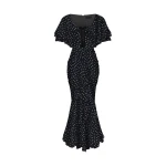 Rasario Printed chiffon maxi dress with a velvet bow in Black