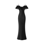 Rasario Satin and lace maxi dress with a flower in Black