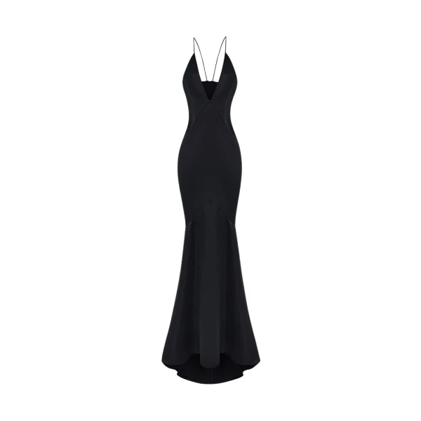 Rasario Satin maxi dress in Black