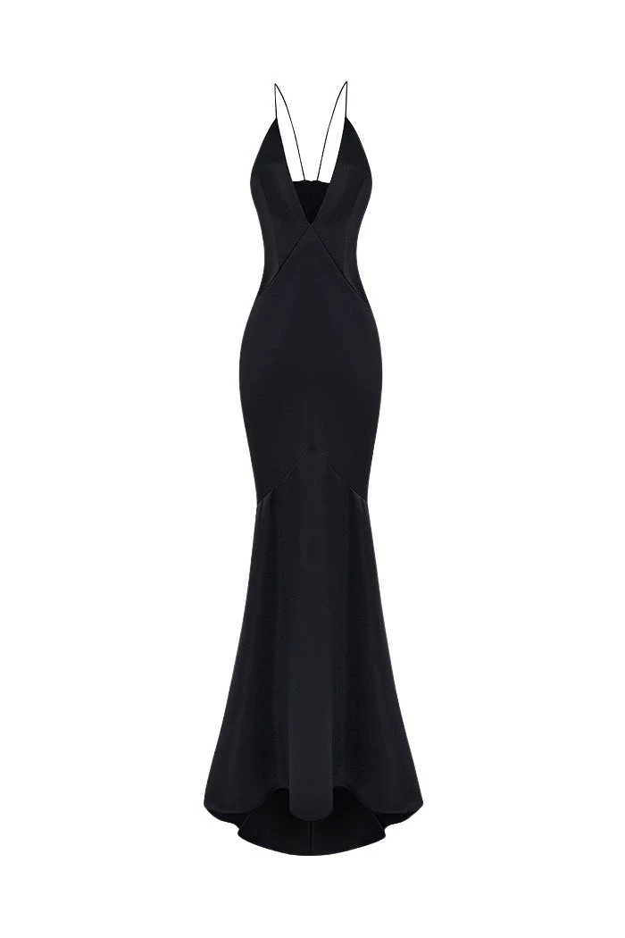 Rasario-Black-Satin-maxi-dress-in-Black-at-Coveti94565_nobg Rasario Satin maxi dress in Black