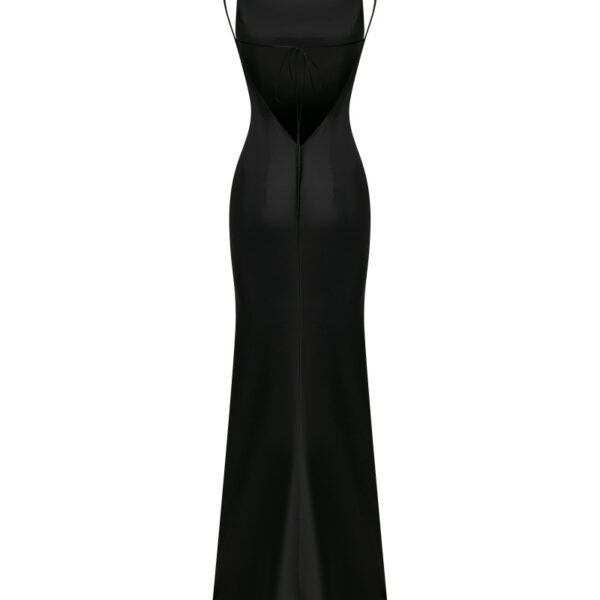 Rasario Satin maxi dress with an open back in Black, view 3