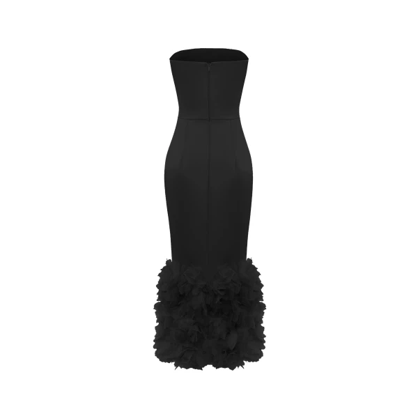 Rasario Satin midi dress in Black, view 3