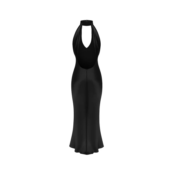 Rasario Satin midi dress with a cutout in Black, view 3