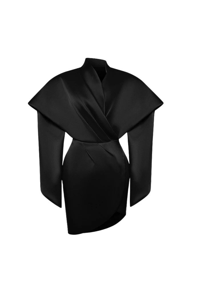 Rasario-Black-Satin-mini-dress-in-Black-at-Coveti47968_nobg Rasario Satin mini dress in Black