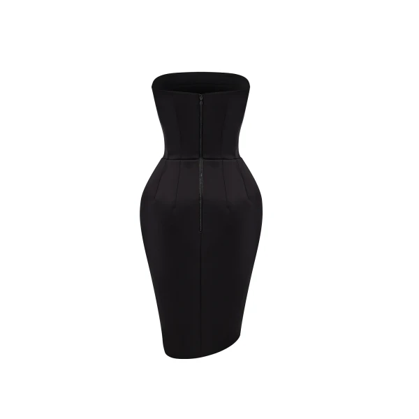 Rasario Satin mini dress with a voluminous skirt in Black, view 4