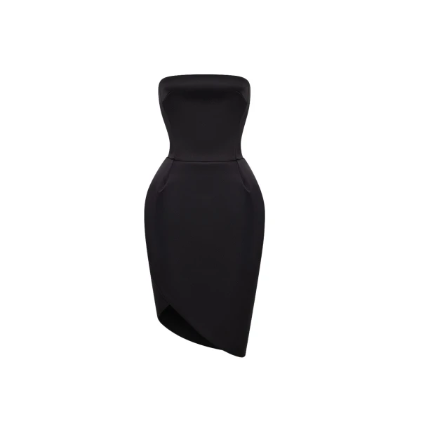 Rasario Satin mini dress with a voluminous skirt in Black