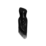 Rasario Sequin asymmetric midi dress with beaded fringe in Black