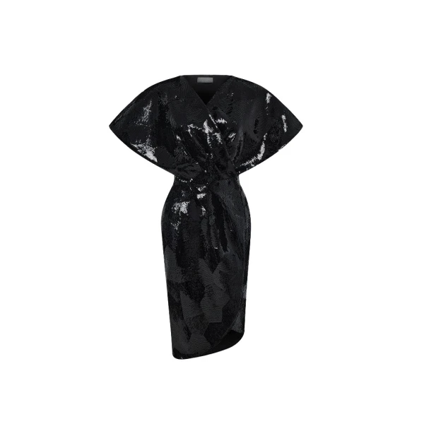 Rasario Sequin midi dress in Black