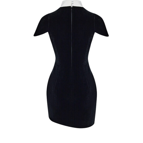 Rasario Velvet and satin mini dress in Black, view 4