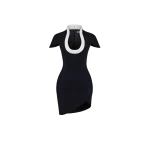 Rasario Velvet and satin mini dress in Black