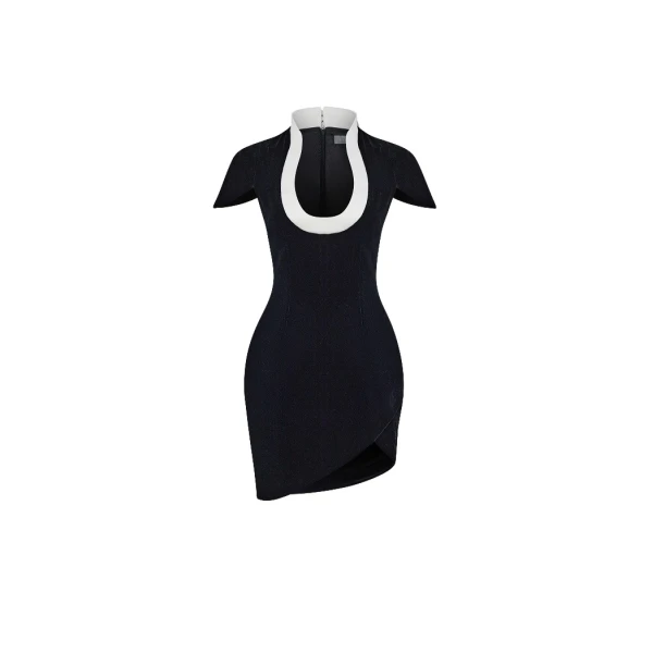 Rasario Velvet and satin mini dress in Black