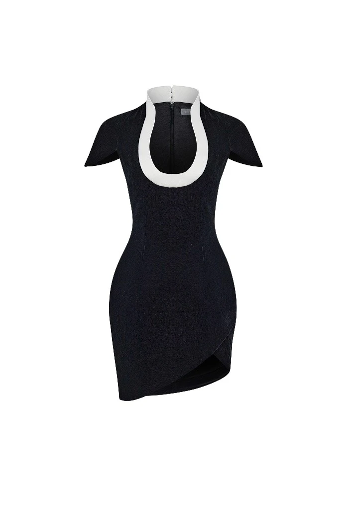 Rasario Velvet and satin mini dress in Black