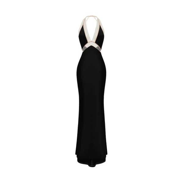 Rasario Velvet maxi dress in Black