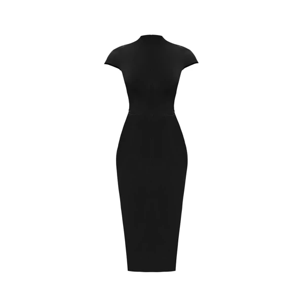 Rasario Velvet midi dress with ties in Black, view 3