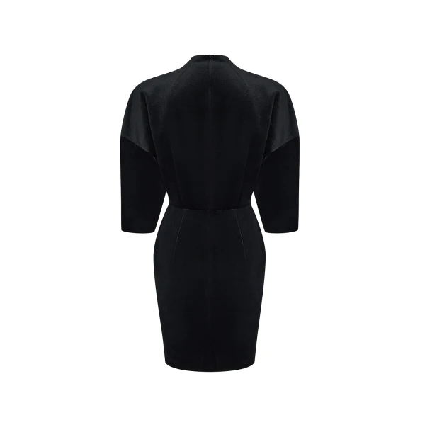 Rasario Velvet mini dress with a flower in Black, view 4