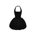 Rasario Velvet mini dress with voluminous skirt in Black