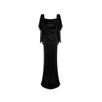 Rasario Viscose crepe maxi dress with draping and open back in Black