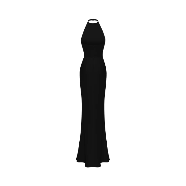 Rasario Viscose crepe maxi dress with train in Black, view 4