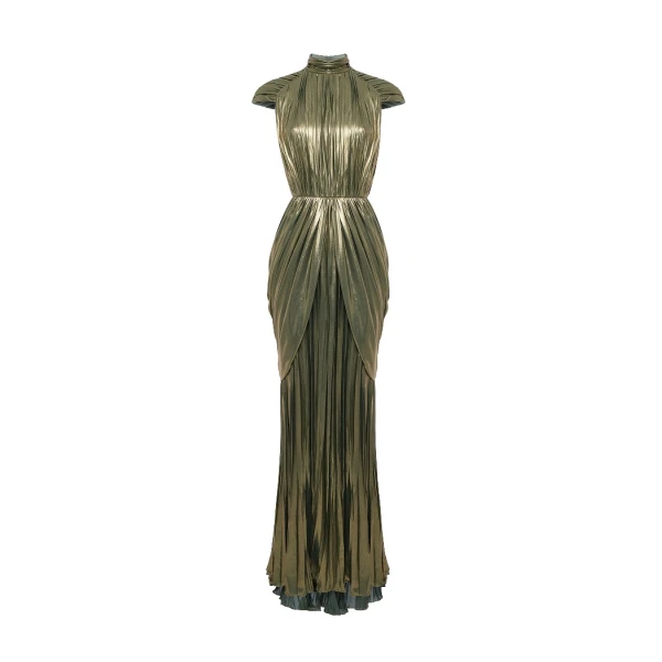 Rasario Draped chiffon maxi dress in Olive