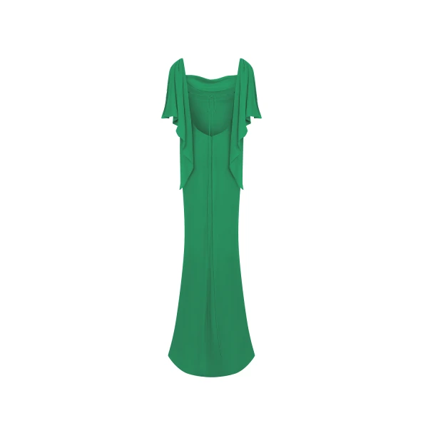 Rasario Viscose crepe maxi dress with draping and open back in Green, view 4