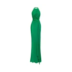 Rasario Viscose crepe maxi dress with train in Green