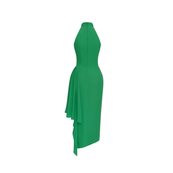 Rasario Viscose crepe midi dress with draping in Green, view 4