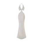 Rasario Crystal-embellished satin maxi dress with cutouts in Grey