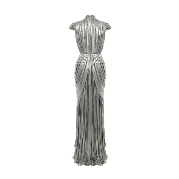 Rasario Draped chiffon maxi dress in Silver, view 4