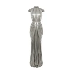 Rasario Draped chiffon maxi dress in Silver