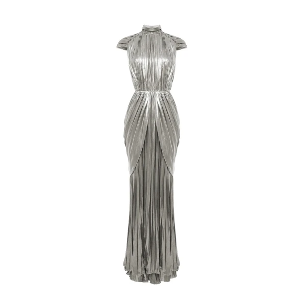 Rasario Draped chiffon maxi dress in Silver