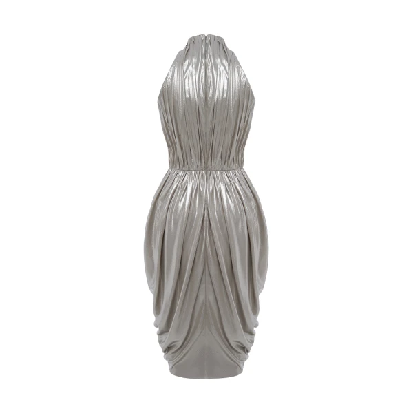 Rasario Draped chiffon mini dress in Silver, view 4
