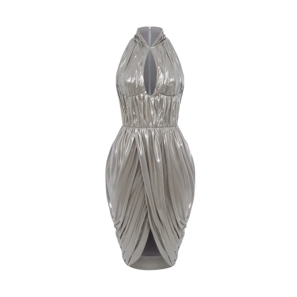 Rasario Draped chiffon mini dress in Silver
