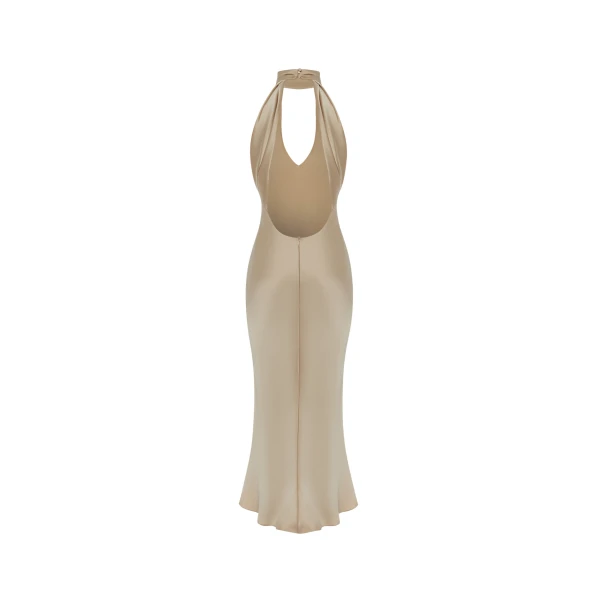 Rasario Satin midi dress with a cutout in Gold, view 4