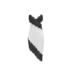 Rasario Asymmetric satin and lace mini dress in White and Black