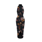 Rasario Chiffon-devoré and satin midi dress in Black and Pink