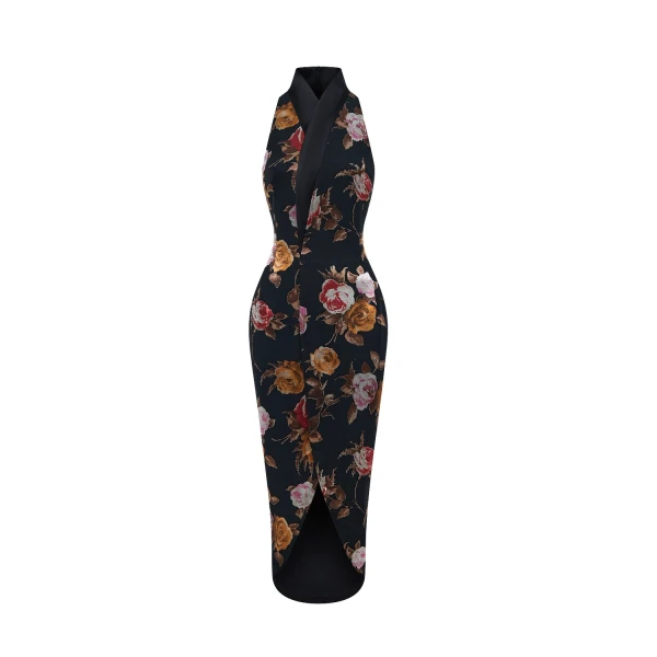 Rasario Chiffon-devoré and satin midi dress in Black and Pink