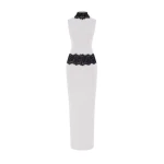 Rasario Crepe and lace maxi dress in White and Black