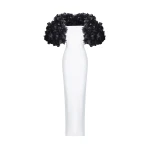Rasario Crepe maxi dress with floral trim in White and black