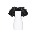 Rasario Crepe mini dress with floral trim in White and black