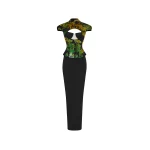 Rasario Devoré velvet and crepe maxi dress with front cutout in Black and Green