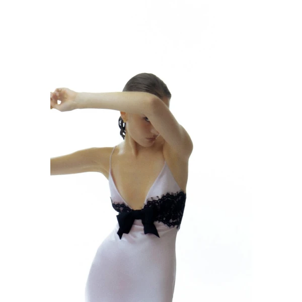 Rasario Floral printed satin and lace maxi dress with a bow in Light pink and Black, view 5