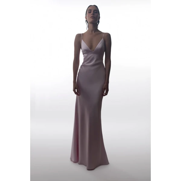 Rasario Floral printed satin maxi dress in Light pink and White, view 2