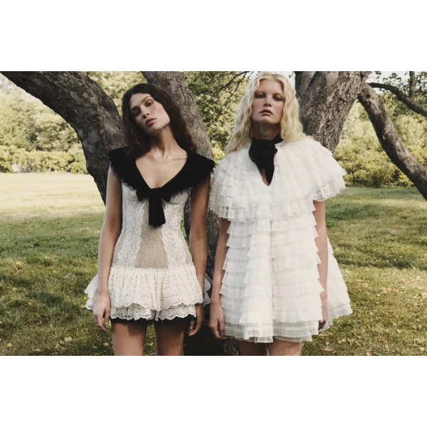Rasario Lace mini dress in Black and White, view 4