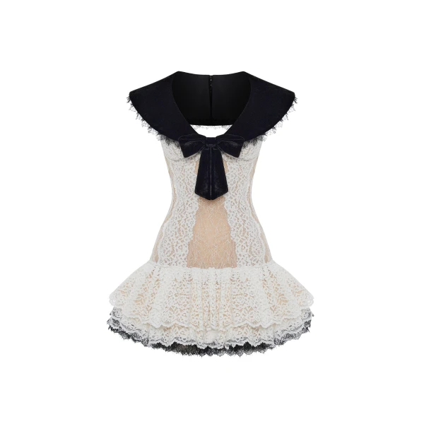 Rasario Lace mini dress in Black and White