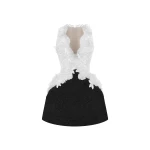 Rasario Lace mini dress with voluminous skirt in White and black