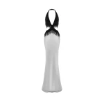 Rasario Satin and velvet fringed maxi dress in Black and Grey